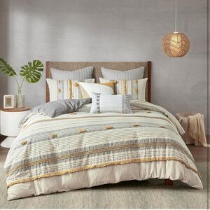 INK+IVY King Duvet Cover Set, Chic Trims & Pompom‎ Accent